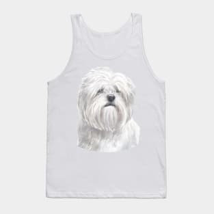 White Lhasa Apso Watercolor Art Tank Top